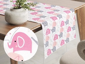 Biante Detský bavlnený behúň na stôl Sandra SA-279 Ružové sloníky 35x160 cm