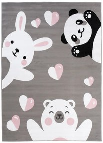 Detský koberec PINKY DE78A Bear Panda Rabbit sivý