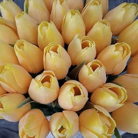 Tulipán umelý žltý jemne bielený 43cm, cena za jeden kus