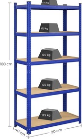 Úložný regál s vysokou nosnosťou do 875 kg, modrý