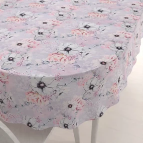 Biante Dekoračný oválny obrus PML-068 Ružové kvety na sivofialovom 140x220 cm