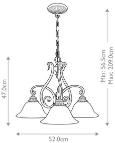 Feiss FE-SONOMAVALLEY3 - Luster na reťazi SONOMA VALLEY 3xE27/60W/230V