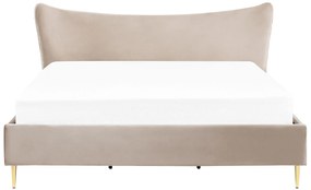 Zamatová posteľ 180 x 200 cm sivohnedá CHALEIX Beliani