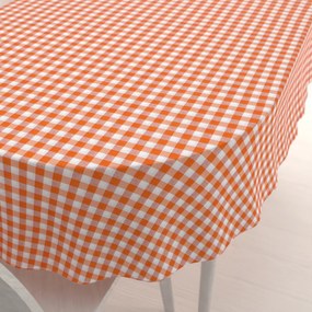 Biante Dekoračný oválny obrus Rebeka RE-005 Oranžovo-biela kocka stredná 130x180 cm