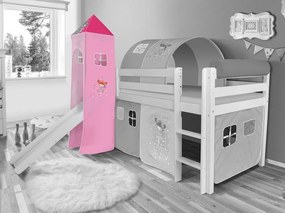 Vežička do vyvýšenej detské postele - DOMČEK ružový