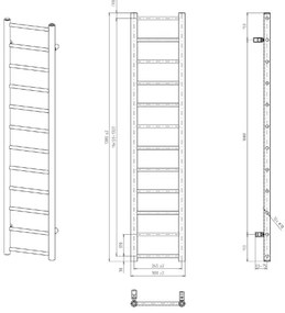 Sapho - Kúpeľňový radiátor DINA 278W 30x138 cm matná čierna