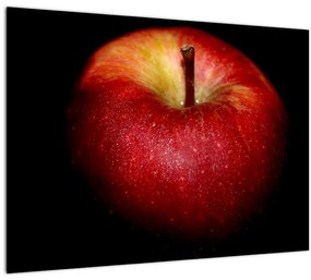 Sklenený obraz jablká na čiernom pozadí (70x50 cm)