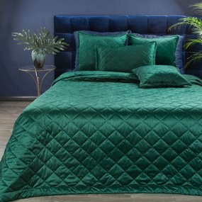 EUROFIRANY Elegantný vlnený prehoz na posteľ z kvalitného zamatu s výrazným leskom 220 cm x 240 cm tmavozelená 100 % polyester Varianta: 386335