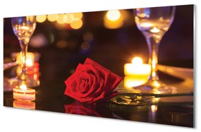 Obraz plexi Rose sviečka okuliare 125x50 cm