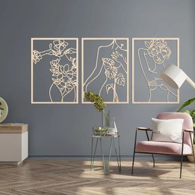 Moderný obraz žien s kvetmi trojdielny set | SENTOP PR0480