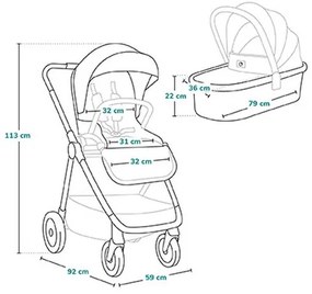 Lionelo - Kombinovaný kočík 2 v 1 MERIL Black Onyx