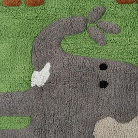 Zelený prateľný bavlnený behúň 90x175 cm Animals – Ixia