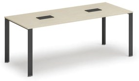 Stôl PRIMO INFINITY 2000 x 900 x 750, breza + 2x stolná zásuvka TYP III, čierna