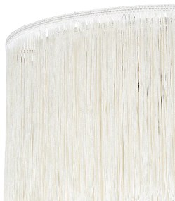 Orientálne stropné svietidlo zlaté krémové tienidlo s strapcami - Franxa