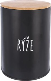 Orion Dóza na potraviny, plechová, čierna, s bambusovým vekom, 1,3l, RYŽA