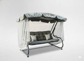 CH ZÁHRADNÁ HOJDAČKA S MOSKYTIÉROU 220 x 130 x 175 CM ŠEDÁ S FUNKCIOU LEŽANÍKA