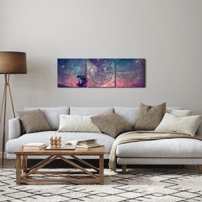 Obraz - Nadpozemská nočná obloha (s hodinami) (90x30 cm)