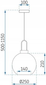 Toolight Toolight, sklenené guľové závesné stropné svietidlo 25 cm APP630-1CP, zlatá, OSW-05635