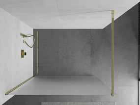 Mexen Kioto, sprchová zástena Walk-In 130 x 200 cm, 8mm sklo námraza, zlatý lesklý profil, 800-130-101-50-30