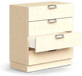 Zásuvkový kontajner QBUS, so soklom, 868x800x420 mm, breza