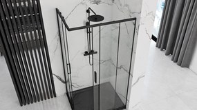 Rea Punto Black Mat, sprchový kút s posuvnými dverami 80(dvere) x 100(dvere) x 190 cm, 5mm číre sklo, čierny profil, REA-K4806