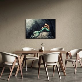 Obraz - Morská panna na skale (90x60 cm)