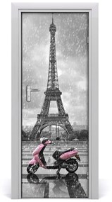 Fototapeta samolepiace dvere Eiffelova veža skutr 85x205 cm