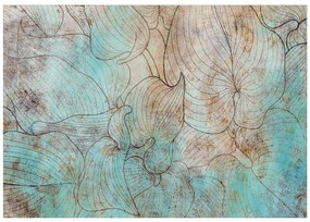 Artgeist Fototapeta - Leaves in Blue Veľkosť: 392x280, Verzia: Samolepiaca