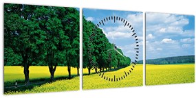 Obraz poľa s alejou (s hodinami) (90x30 cm)