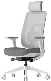 Kancelárska ergonomická stolička K42 White — sieť, látka, biela / viac farieb Sivá