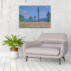Sklenený obraz - Claude Monet, Poppy Field (Giverny), reprodukcia (70x50 cm)