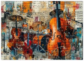 Sklenený obraz - Hudobné nástroje (70x50 cm)
