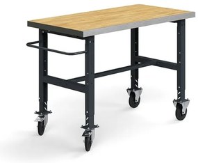 Mobilný dielenský stôl TRUST, 1500x760 mm, 200 kg, povrch z dubového dreva