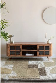 TV stolík z kaučukového dreva v prírodnej farbe 150x55x38 cm Yaz – White Label