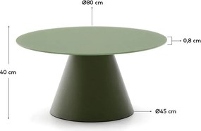 Zelený okrúhly konferenčný stolík so sklenenou doskou ø 80 cm Wilshire – Kave Home