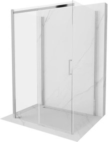 Mexen Omega, 3-stenný sprchovací kút s posuvnými dverami 120 (dvere) x 80 (stena) cm, 8mm číre sklo, chrómový profil, 825-120-080-01-00-3S