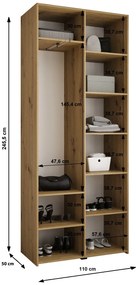 Šatníková skriňa 110 cm Carmela 50-1 (biela + čierna). Akcia -20%. Vlastná spoľahlivá doprava až k Vám domov. 1126681