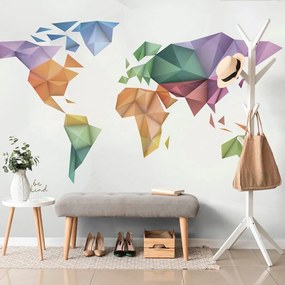 Samolepiaca tapeta farebná mapa sveta v štýle origami - 150x100