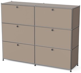 Kovová komoda »CN3« so 6 výklopnými priečinkami, hnedosivá
