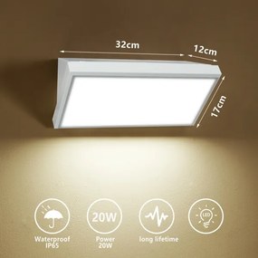 Brilagi - LED Vonkajšie nástenné svietidlo TRIANGLE LED/20W/230V biela IP65