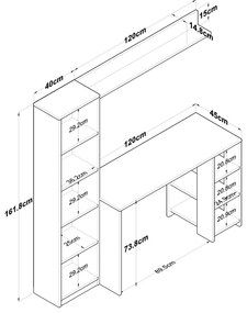 Moderná súprava Megis s písacím stolom, knižnicou a policou orech/antracit
