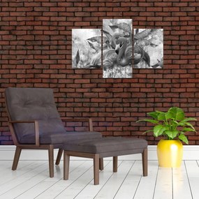 Obraz - Plameniaky graffiti (90x60 cm)