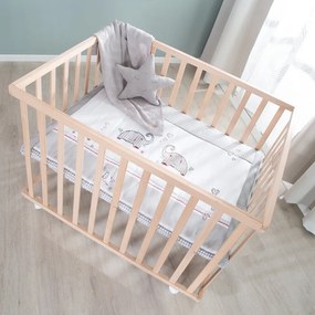 Detská ohrádka na kolieskach v prírodnej farbe 100x75 cm Jumbo Twins – Roba