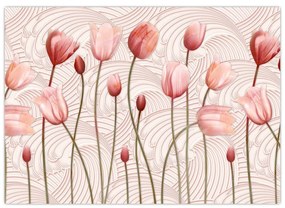 Sklenený obraz - Ružové tulipány (70x50 cm)