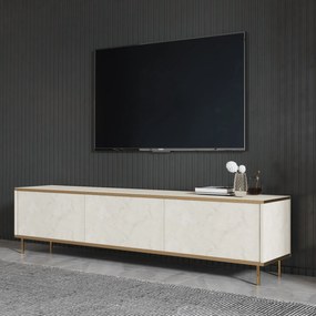 TV stolík/skrinka Iris (travertín + zlatá). Akcia -18%. Vlastná spoľahlivá doprava až k Vám domov. 1121631