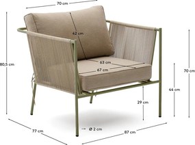 Zelené/béžové kovové záhradné kreslo Zivia – Kave Home