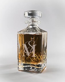 Dekorant Luxusná ručne brúsená karafa na whisky s monogramom Mayfair 800 ml