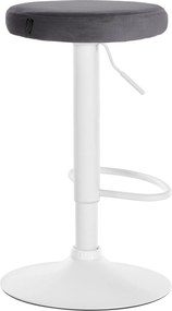 Barová stolička Ponte - zamat, biely rám - Tmavo sivá