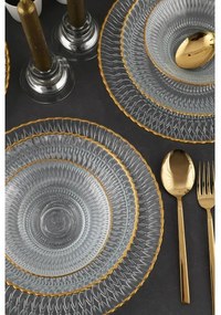 Jedálenská súprava 12 ks číra/zlatá/sklo