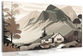 Obraz škandinávska chata v horách Varianta: 120x80